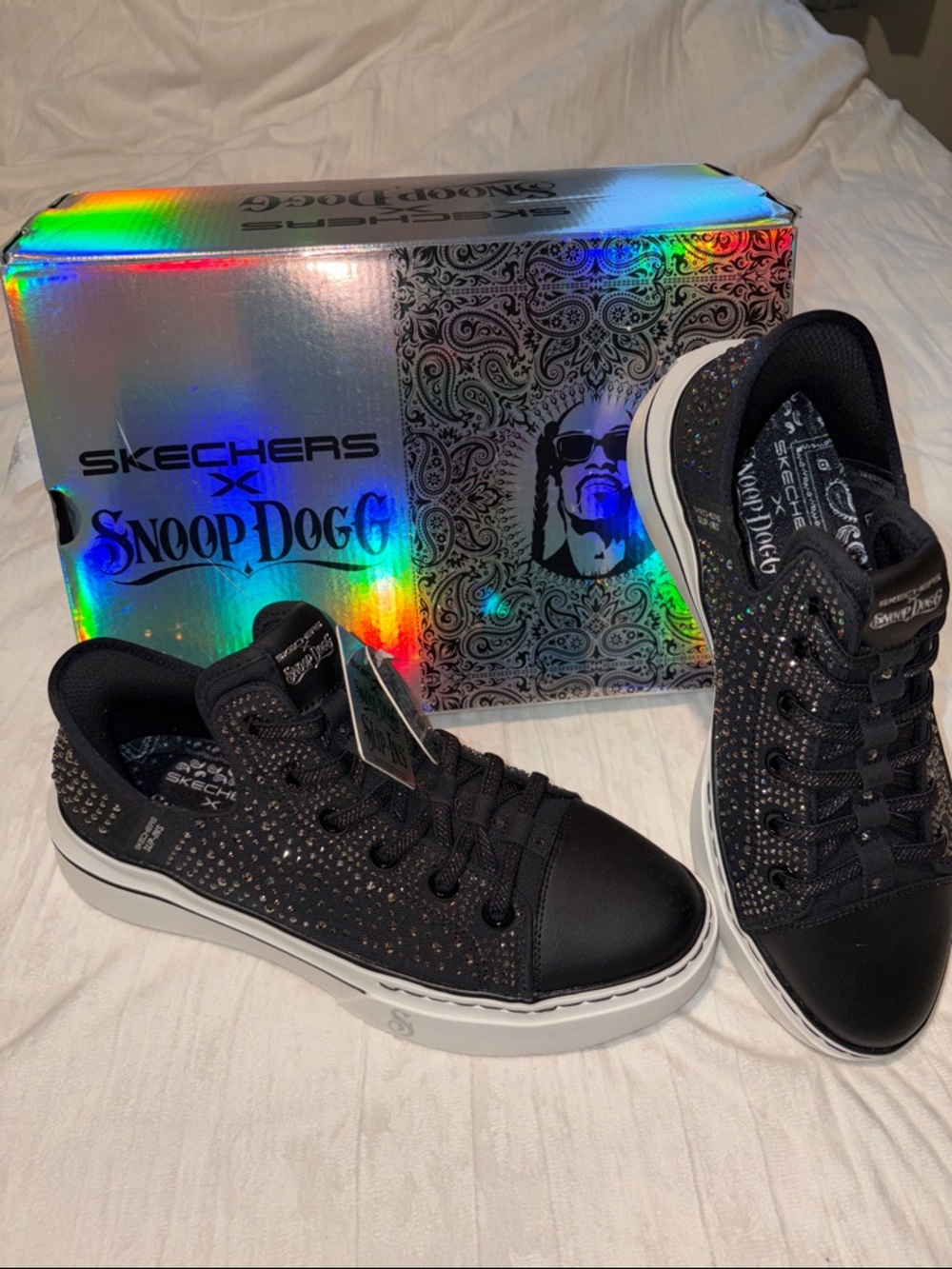 Skechers x Snoop Dogg Women’s Black Sparkle Sneakers